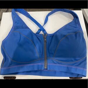 BLUE ZIP Front Sports Bra NWOT